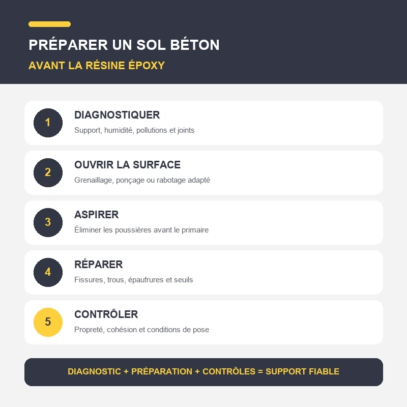 étapes préparer sol béton