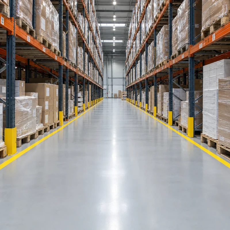 allée de stockage au sol en résine