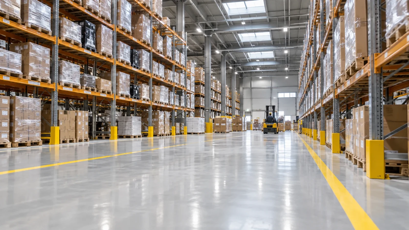 sol en résine époxy d'entrepôt logistique